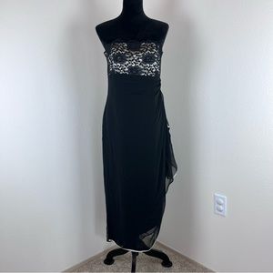 Vintage Bari Jay Dress Womens 12 Y2K 90s Strapless Midi Lace Goth Whimsigoth